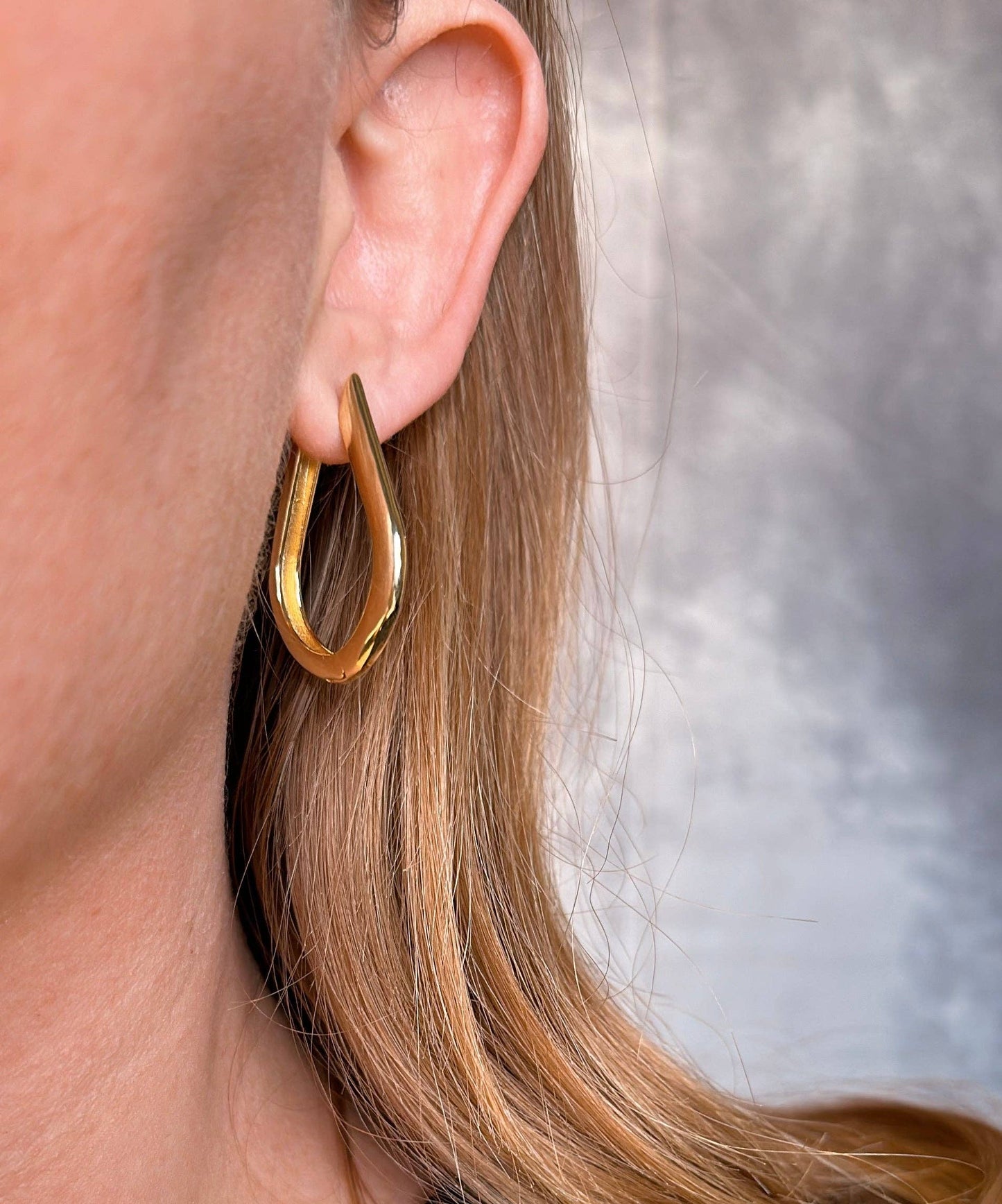 18k Gold Filled Teardrop Shaped Hoop Earrings