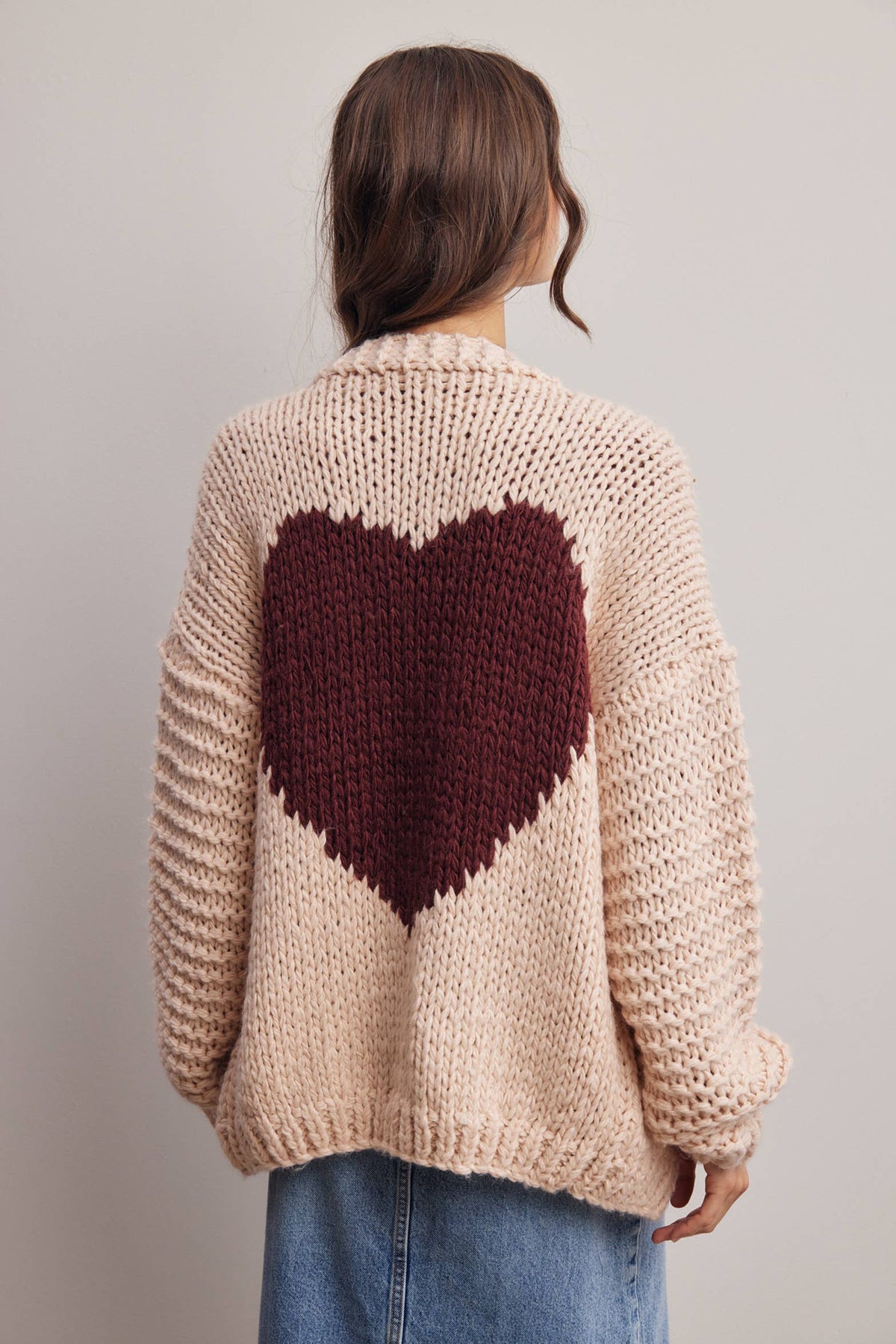 Chunky Knit Heart Back Cardigan - Bestseller