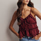 Ruffle Holiday Trim Tie Front Cami Top