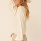 Women's Solid Textured Knit Loose-Fit Sweater