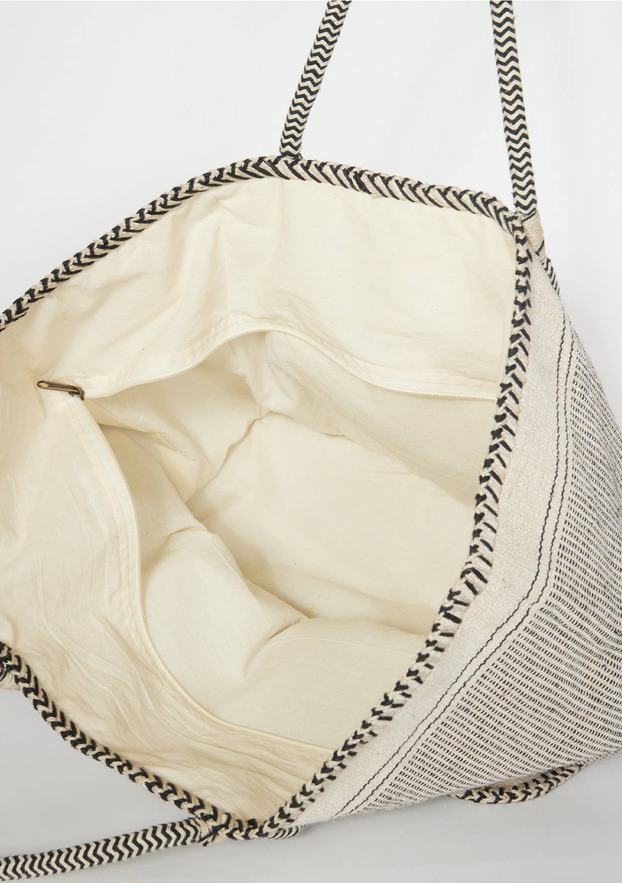 All The Essentials Large Woven Cotton Zip-Up Tote Bag