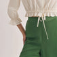 Sage Ruffle Sleeve Gathered Waist Top