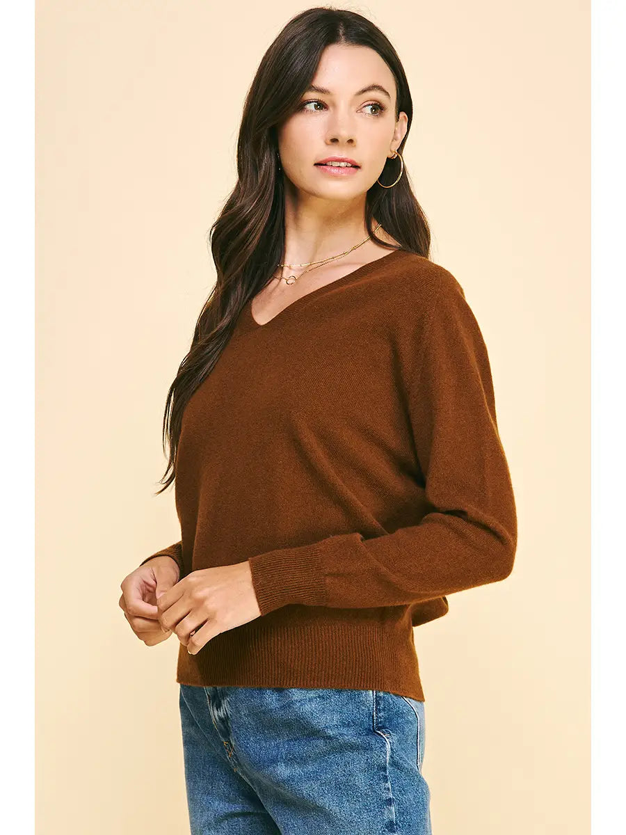 Amber V- Neck Cuffed Sleeves Sweater