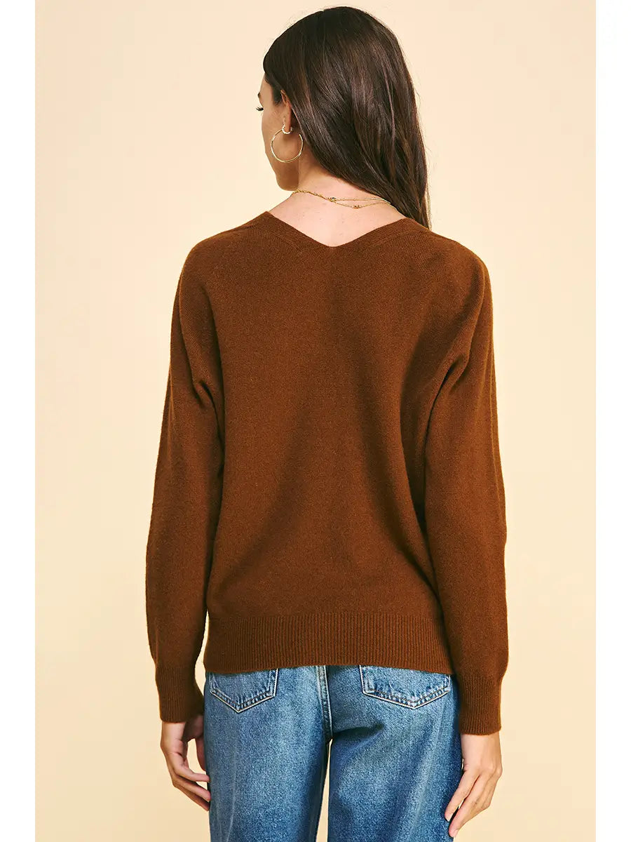 Amber V- Neck Cuffed Sleeves Sweater