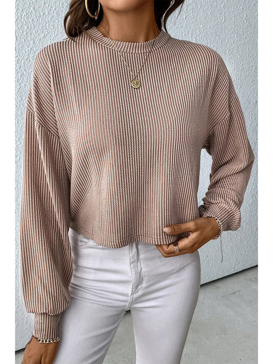 Ribbed Cuffed Long Sleeve Cara Top