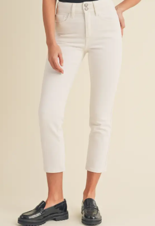 For my Shorties and Curvies --  Double Button Straight White Jean