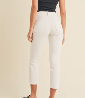 For my Shorties and Curvies --  Double Button Straight White Jean