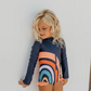 Mina Rainbow Navy Zip Rash Guard One Piece