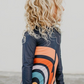 Mina Rainbow Navy Zip Rash Guard One Piece