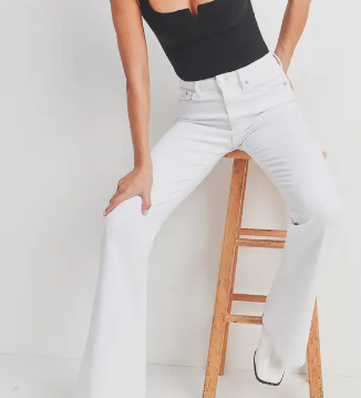 JBD Soft and Stretch White Bell Jeans