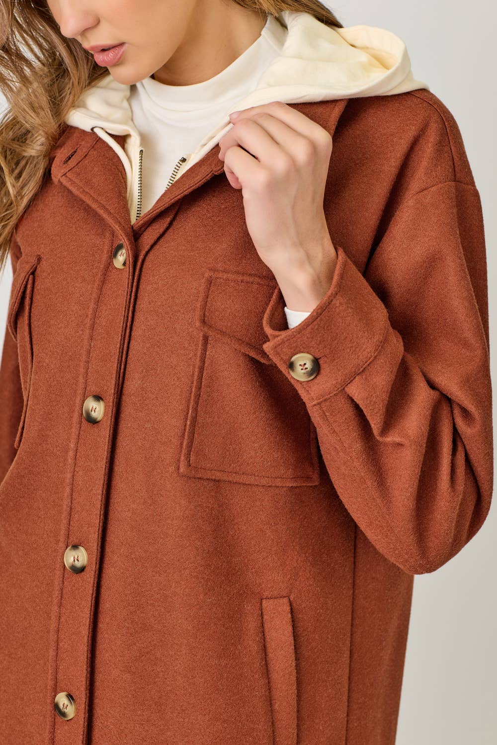 Twofer Hoodie Duster Solid Coat - Bestseller