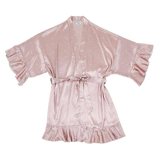 The Silky Ruffled Satin Robe - Cotton Blossom
