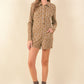 Floral Print Rib Long Sleeve Henley Romper - 27551R-1
