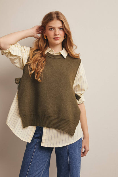 Sweater Side Tie Knit Vest