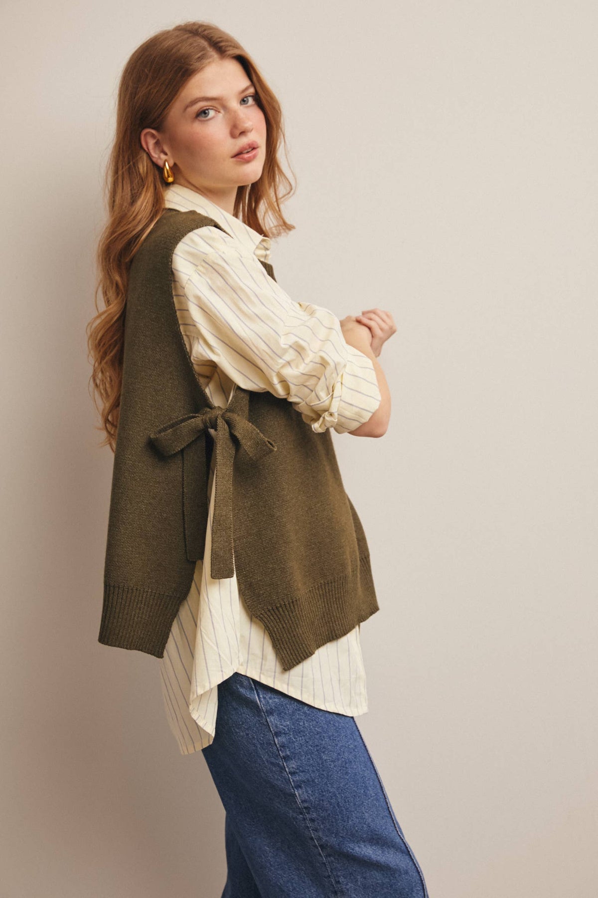 Sweater Side Tie Knit Vest