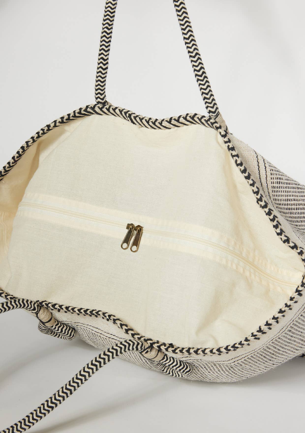 All The Essentials Large Woven Cotton Zip-Up Tote Bag