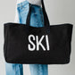 Large Black Textured Ski Tote