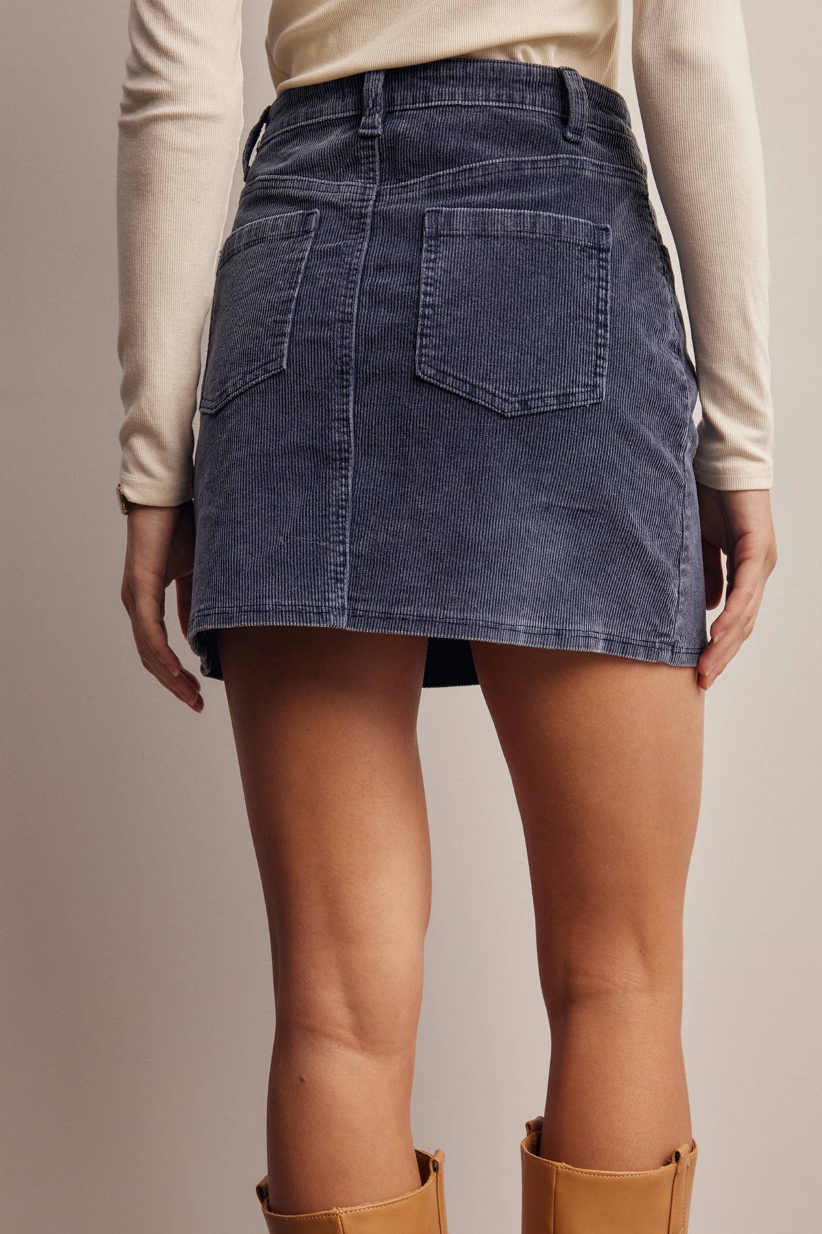 Stretch Corduroy Mini Fall Skirt