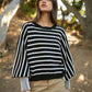 FAVORITE! - Stripped Puffer Crew Neck Sweater