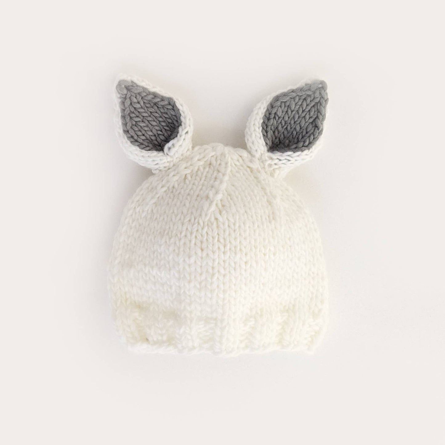 Bunny Ears White with Grey Beanie Hat
