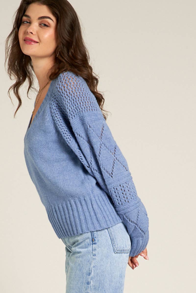 Long Sleeve V Neck Sweater 20% OFF WELOVESALES