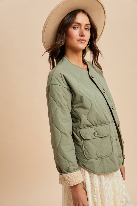 Comfiest Fall Quilted Sherpa Lined Field Coat