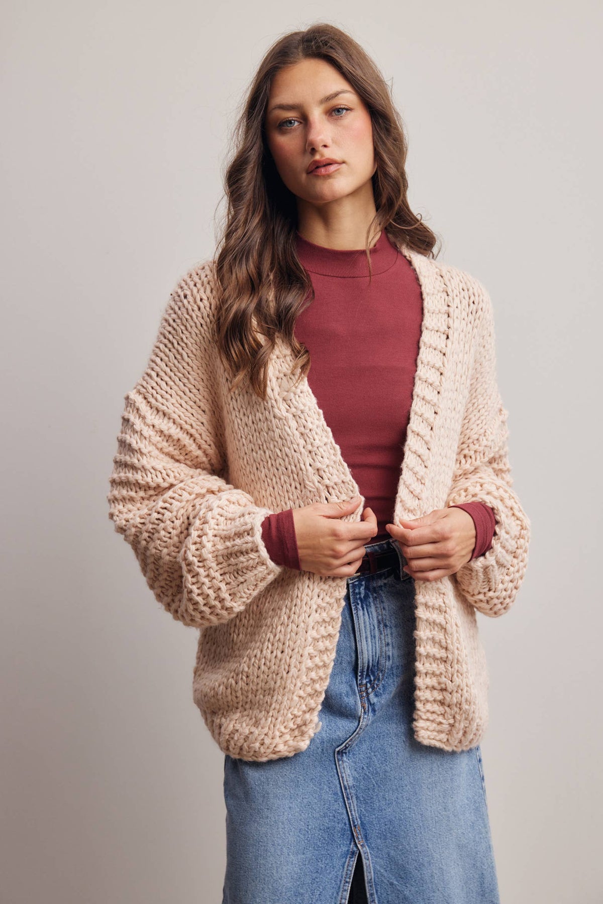 Chunky Knit Heart Back Cardigan - Bestseller