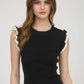 Contrast Ruffle Sleeve Sweater Top Tank
