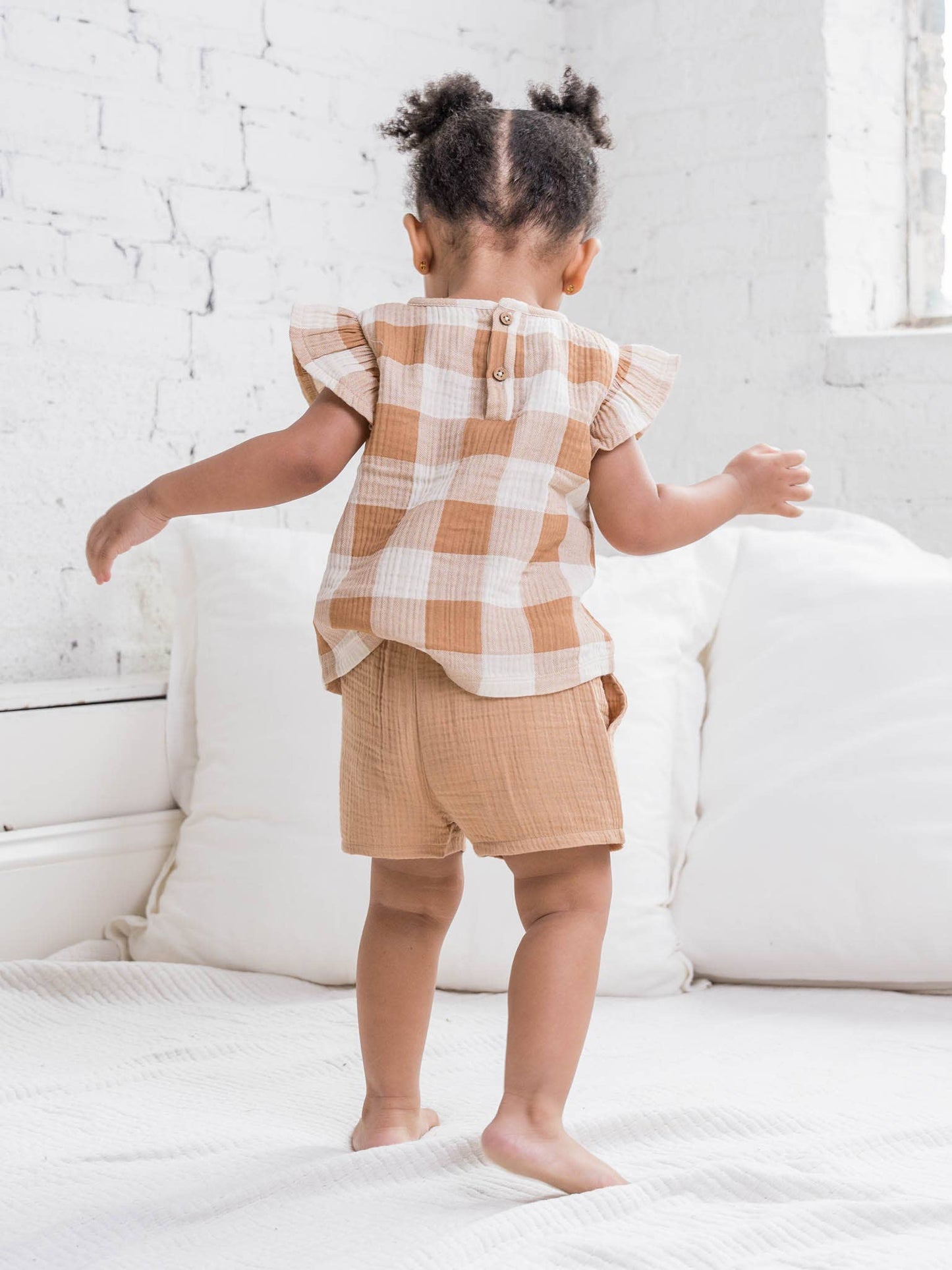 Organic Baby Muslin Greta Flutter Sleeve Top - Picnic