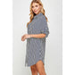 Stripe Soft Flowing Collared Long Shirt Dress