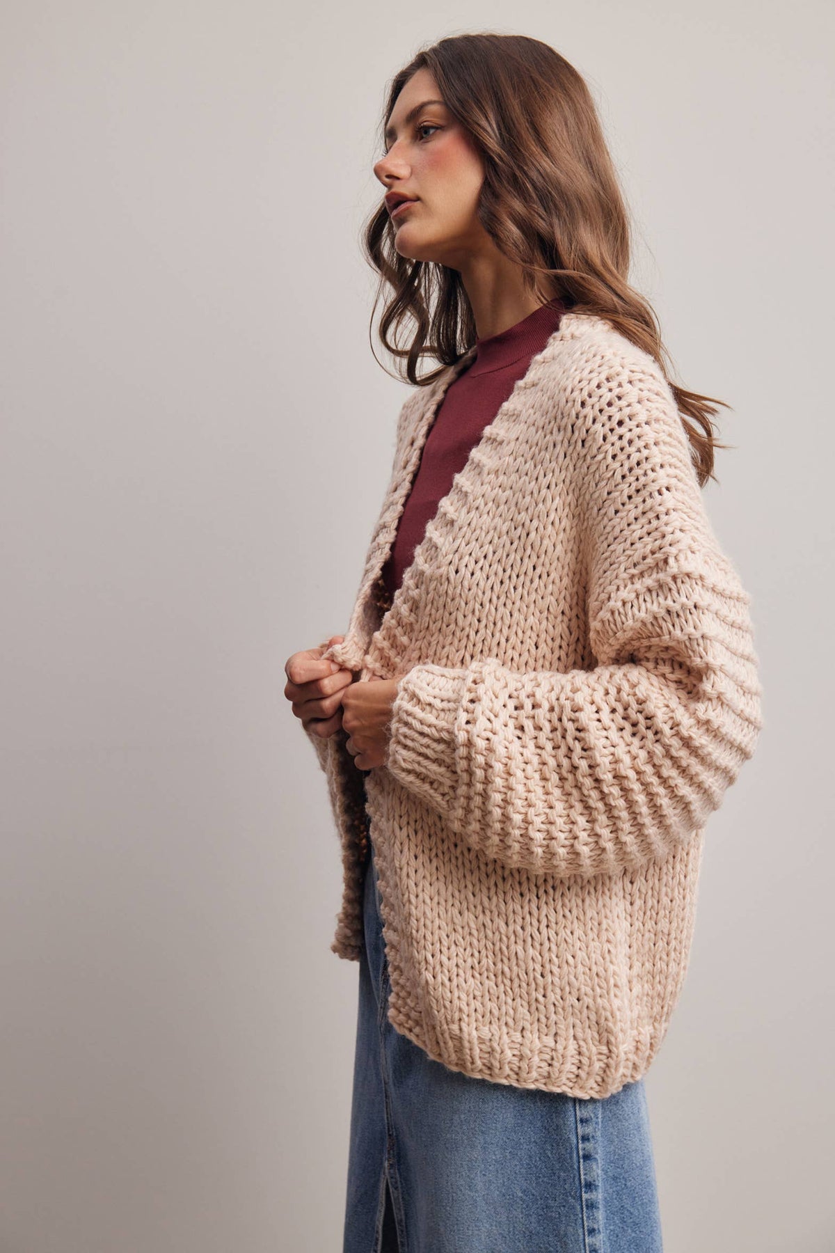 Chunky Knit Heart Back Cardigan - Bestseller