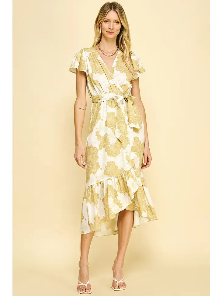 Golden Floral Wrap Dress for the Mamas