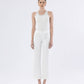 Mid Rise Powder White Lose Leg Comfort Jean