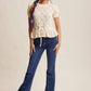 Pointelle Knit Peplum Sweet Belted Top