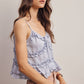 Ruffle Holiday Trim Tie Front Cami Top