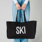 Large Black Textured Ski Tote