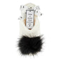 Plush Slippers - Ivory with Black Pom Pom