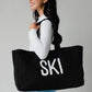 Large Black Textured Ski Tote