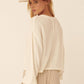 Women's Solid Textured Knit Loose-Fit Sweater