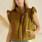 Puffer Vest with Shoulder Ruffle