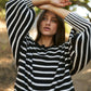 FAVORITE! - Stripped Puffer Crew Neck Sweater