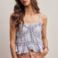 Ruffle Holiday Trim Tie Front Cami Top