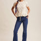 Pointelle Knit Peplum Sweet Belted Top