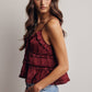 Ruffle Holiday Trim Tie Front Cami Top
