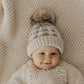 Pebble Brown Buffalo Check Pom Pom Beanie Hat Baby & Kids