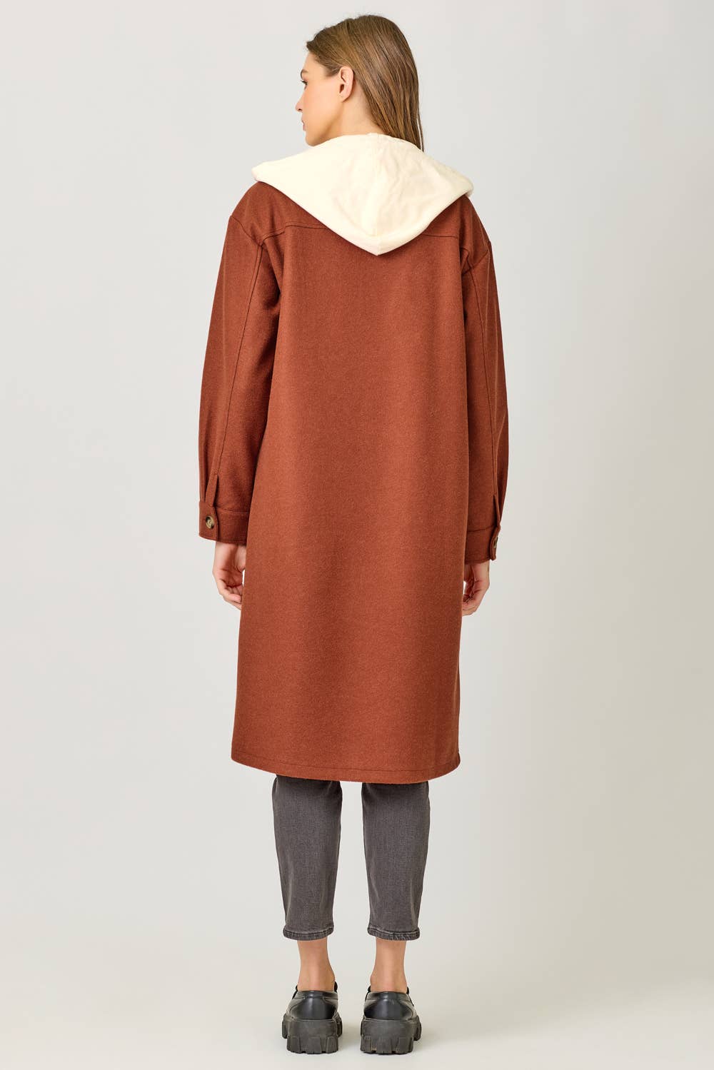 Twofer Hoodie Duster Solid Coat - Bestseller