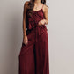 Ruffle Holiday Trim Tie Front Cami Top