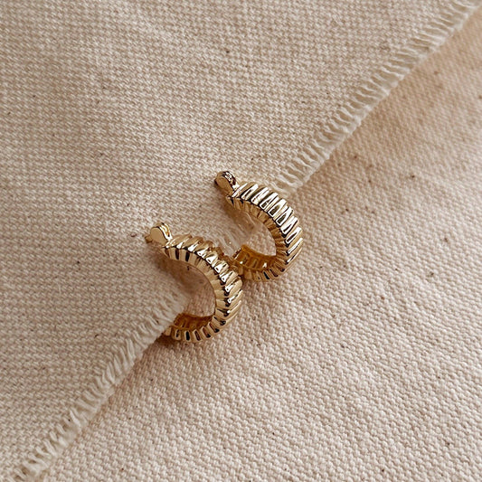 Gold Filled Stacked Ridged Hoop Earrings