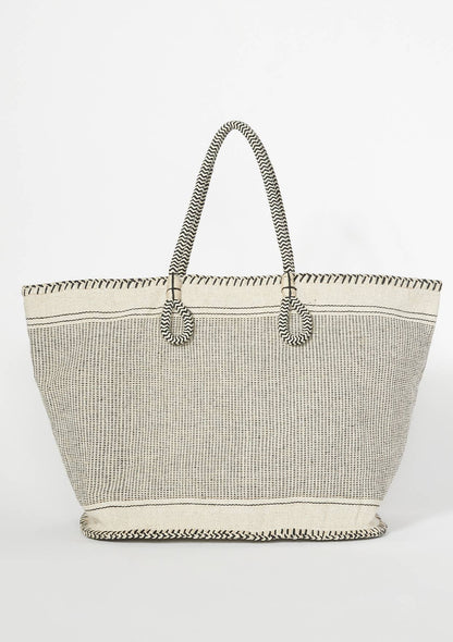 All The Essentials Large Woven Cotton Zip-Up Tote Bag