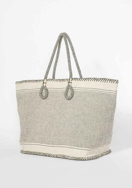 All The Essentials Large Woven Cotton Zip-Up Tote Bag